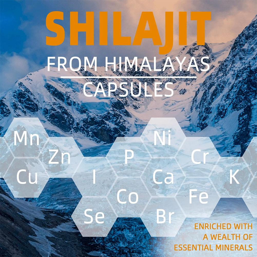 Shilajit | Estratto puro al 100% | 60 capsule 600mg ORIGINALE HIMALAYAN