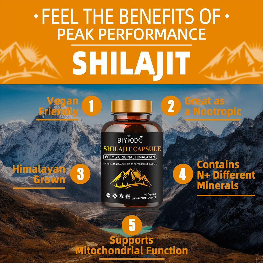 Shilajit | Estratto puro al 100% | 60 capsule 600mg ORIGINALE HIMALAYAN