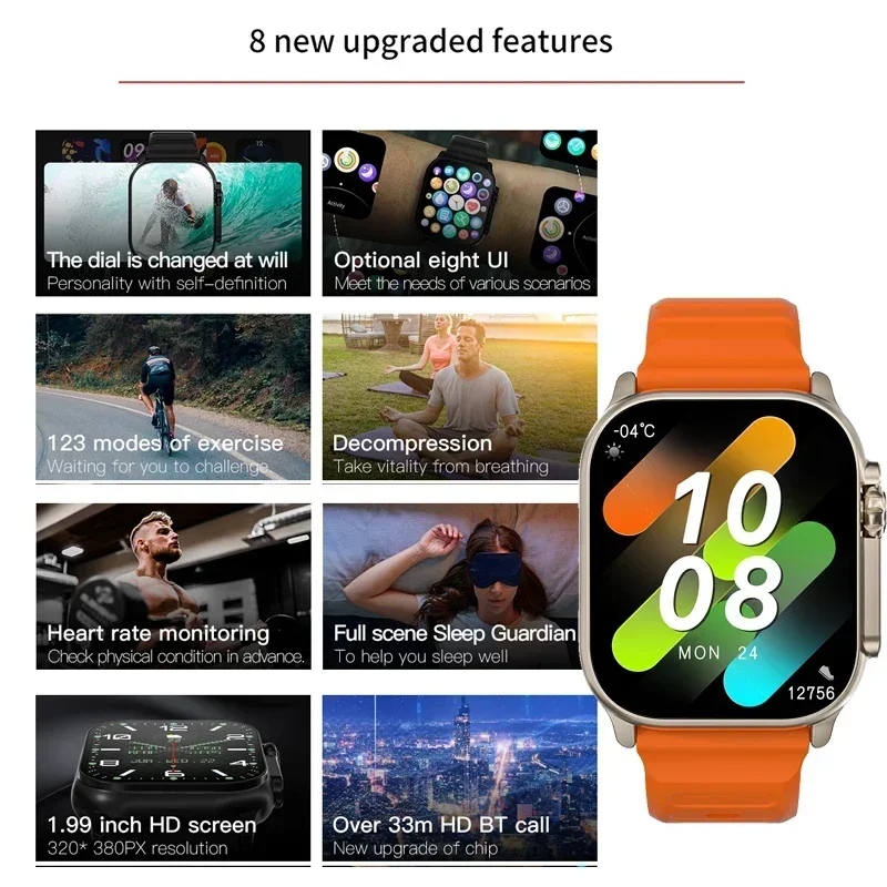 Smartwatch : Astuto, NFC, 49 mm per Uomini e Donne - NERO- - GCStore360
