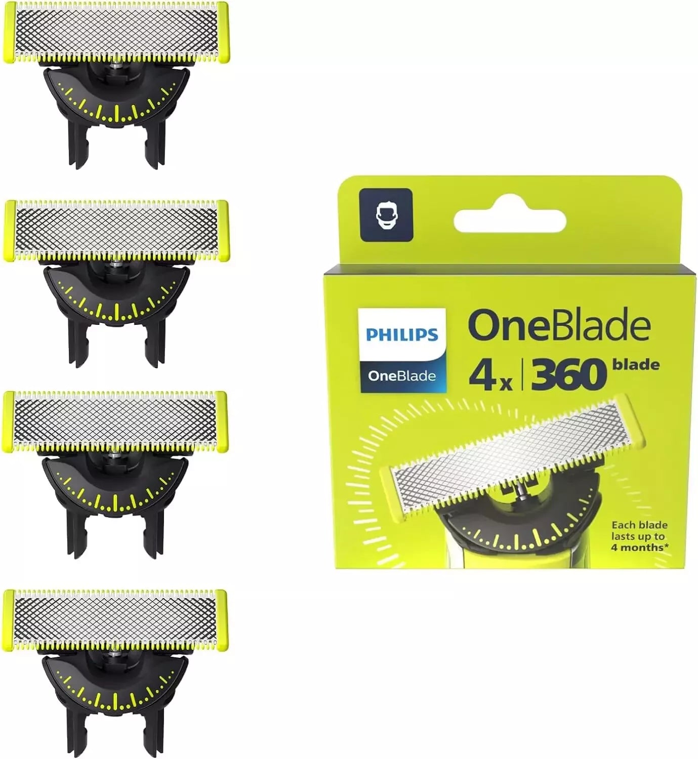 OneBlade 360 Autentici Lame di ricambio per rasoio elettrico ( 4 LAME )