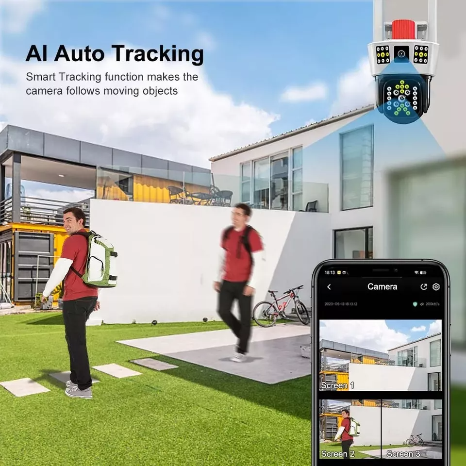Telecamera WiFi esterna da 12mp 6K tre schermi 5X Zoom Motion Tracking-360° - GCStore360