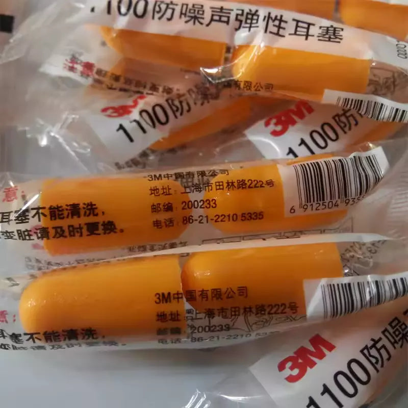 100 tappi per orecchie (50 paia) 3M 1100 ANTI RUMORE LAVORO dormire 35 dB studio