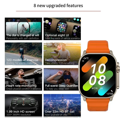 Smartwatch : Astuto, NFC, 49 mm per Uomini e Donne - NERO- - GCStore360