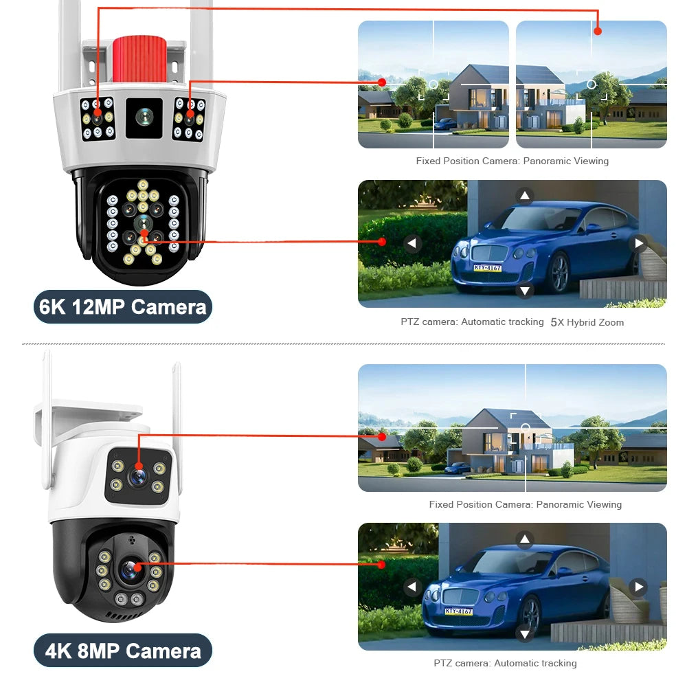 Telecamera WiFi esterna da 12mp 6K tre schermi 5X Zoom Motion Tracking-360° - GCStore360