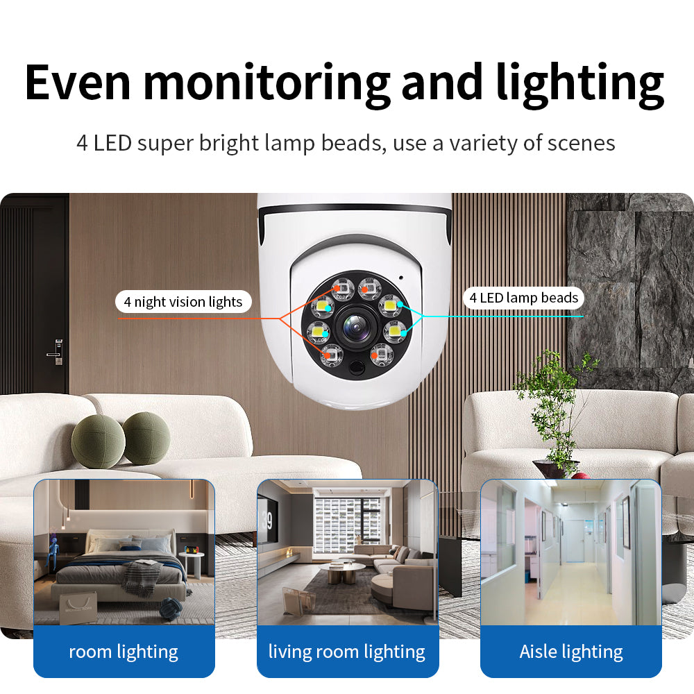 Telecamera lampadina Wi-Fi sorveglianza attacco E27 Panoramica 360° 3D HD scheda - GCStore360