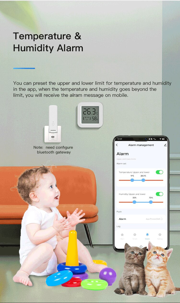 Tuya Sensore Termometro Con Igrometro, BT Sensore Di Temperatura E Umidità Casa - GCStore360