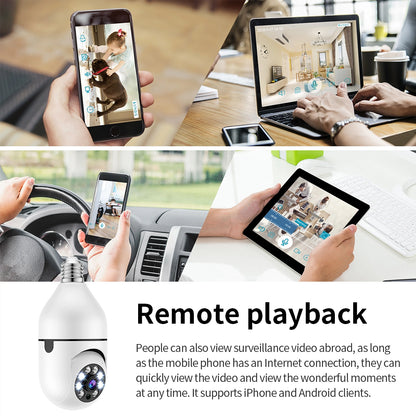 Telecamera lampadina Wi-Fi sorveglianza attacco E27 Panoramica 360° 3D HD scheda - GCStore360