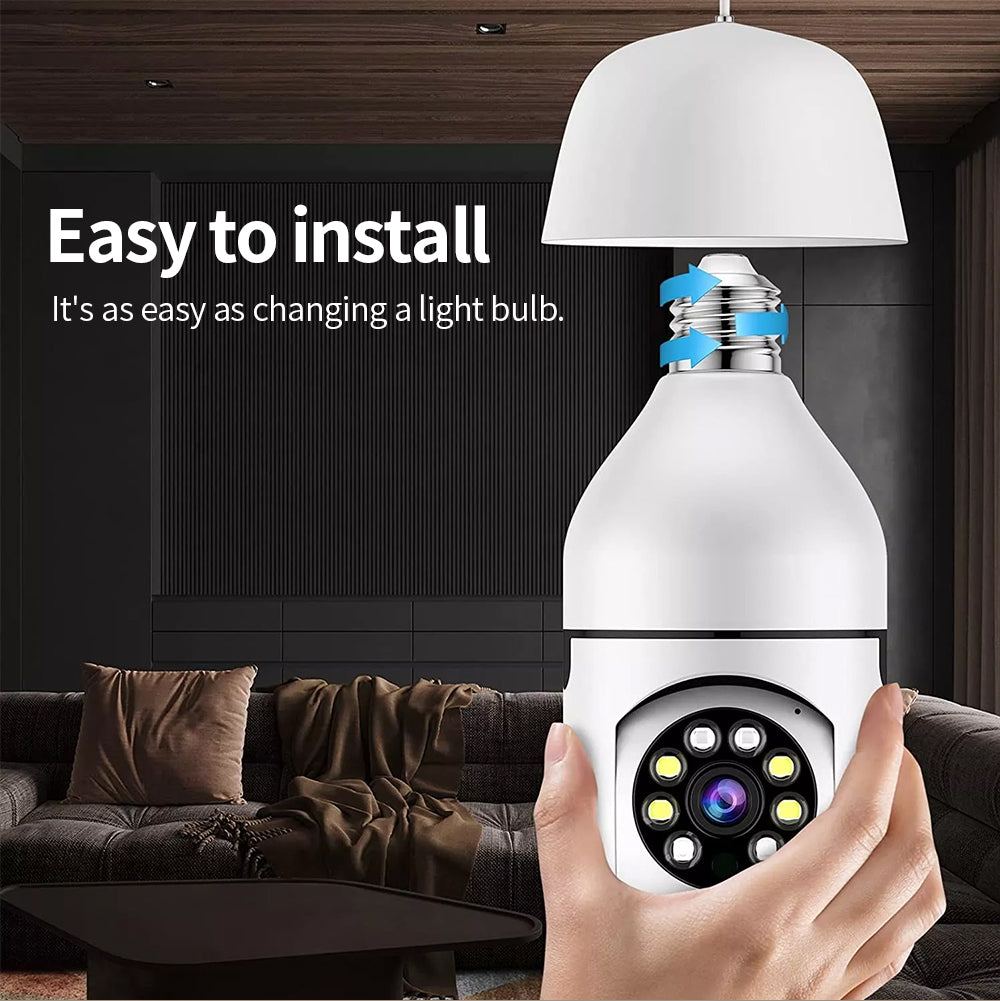 Telecamera lampadina Wi-Fi sorveglianza attacco E27 Panoramica 360° 3D HD scheda - GCStore360