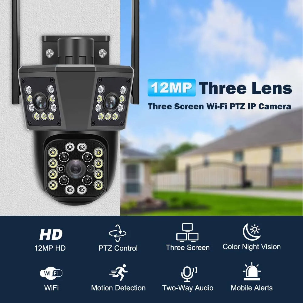 Telecamera esterna-8X Zoom-6K-12MP WiFi-Motion Tracking- PTZ- tre schermi-360 - GCStore360