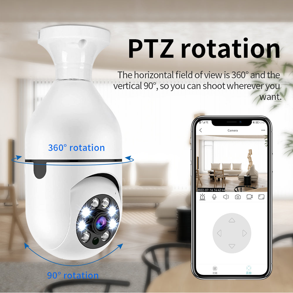 Telecamera lampadina Wi-Fi sorveglianza attacco E27 Panoramica 360° 3D HD scheda - GCStore360