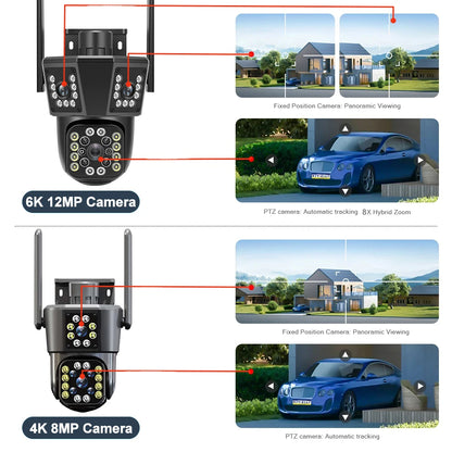 Telecamera esterna-8X Zoom-6K-12MP WiFi-Motion Tracking- PTZ- tre schermi-360 - GCStore360