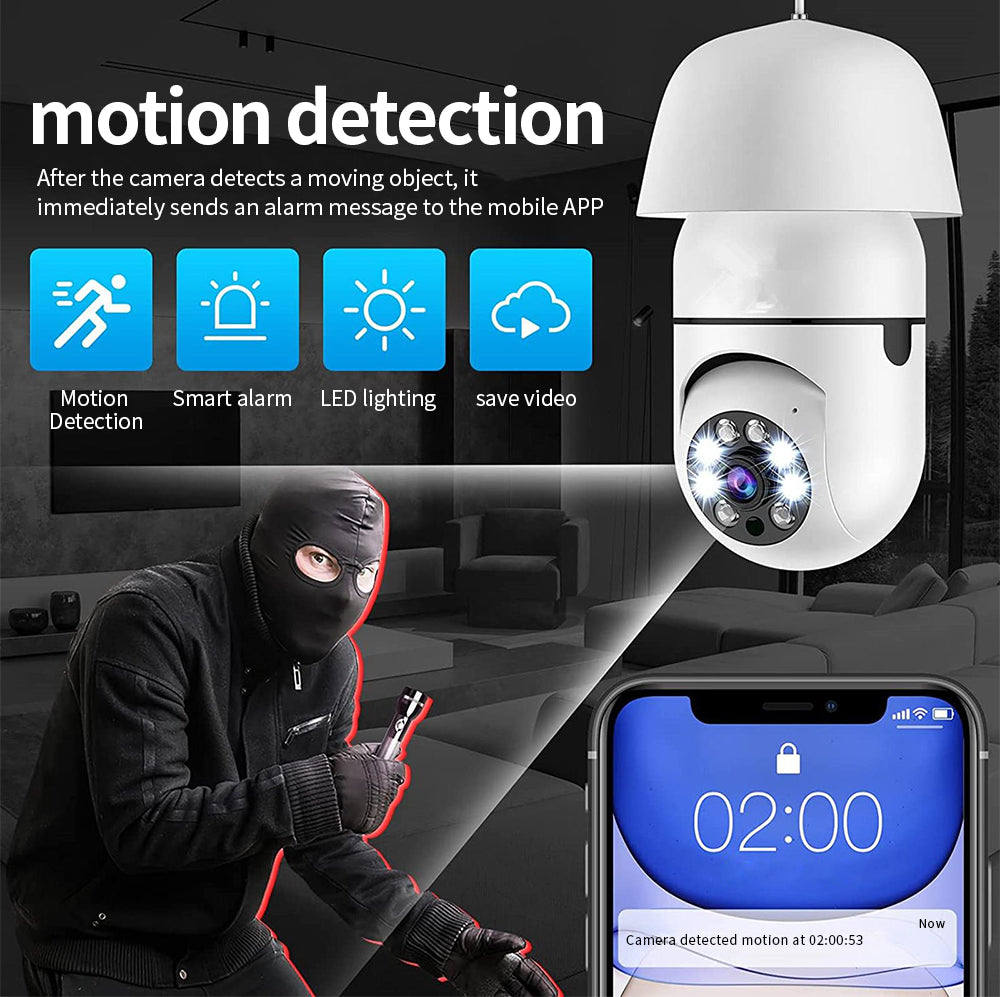 Telecamera lampadina Wi-Fi sorveglianza attacco E27 Panoramica 360° 3D HD scheda - GCStore360