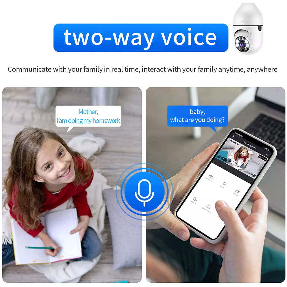 Telecamera lampadina Wi-Fi sorveglianza attacco E27 Panoramica 360° 3D HD scheda - GCStore360