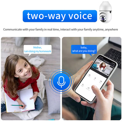 Telecamera lampadina Wi-Fi sorveglianza attacco E27 Panoramica 360° 3D HD scheda - GCStore360