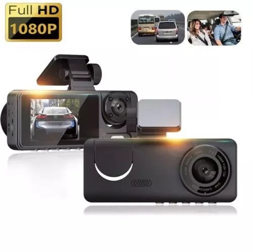 TELECAMERA PER AUTO DASHCAM FULL HD DVR CAR VIDEO CAMERA VISIONE NOTTURNA 3 CAM