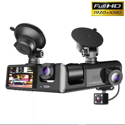 TELECAMERA PER AUTO DASHCAM FULL HD DVR CAR VIDEO CAMERA VISIONE NOTTURNA 3 CAM